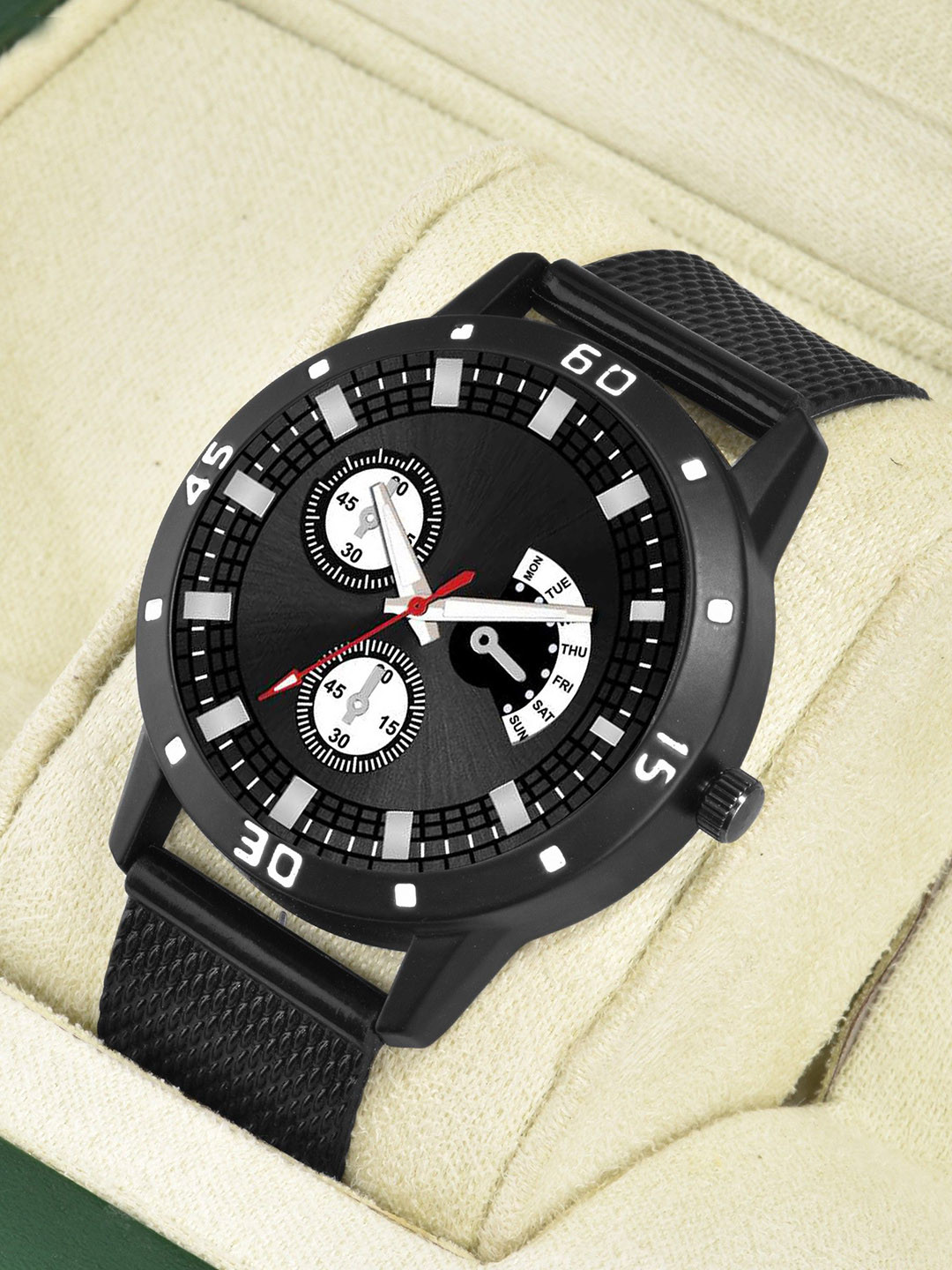 CSAMON Men Patterned Dial & Wrap Around Straps Analogue Watch Black Aeviyo Safar belts