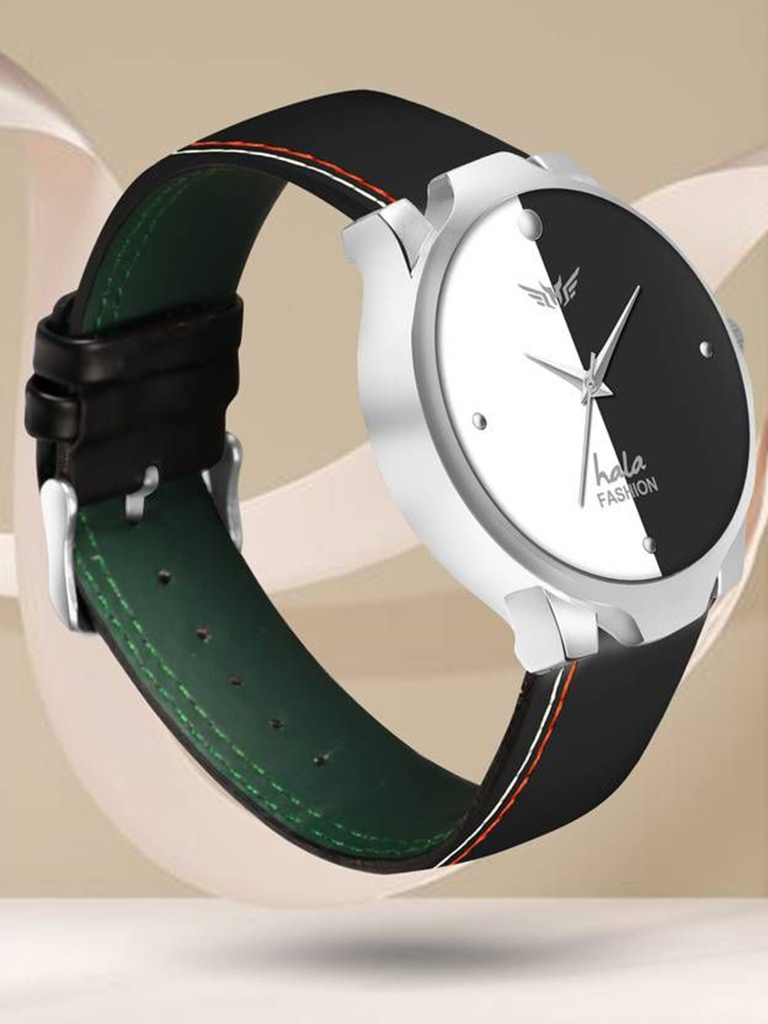 Hala Men Aluminium Colourblocked Dial Analogue Watch 1048-Black