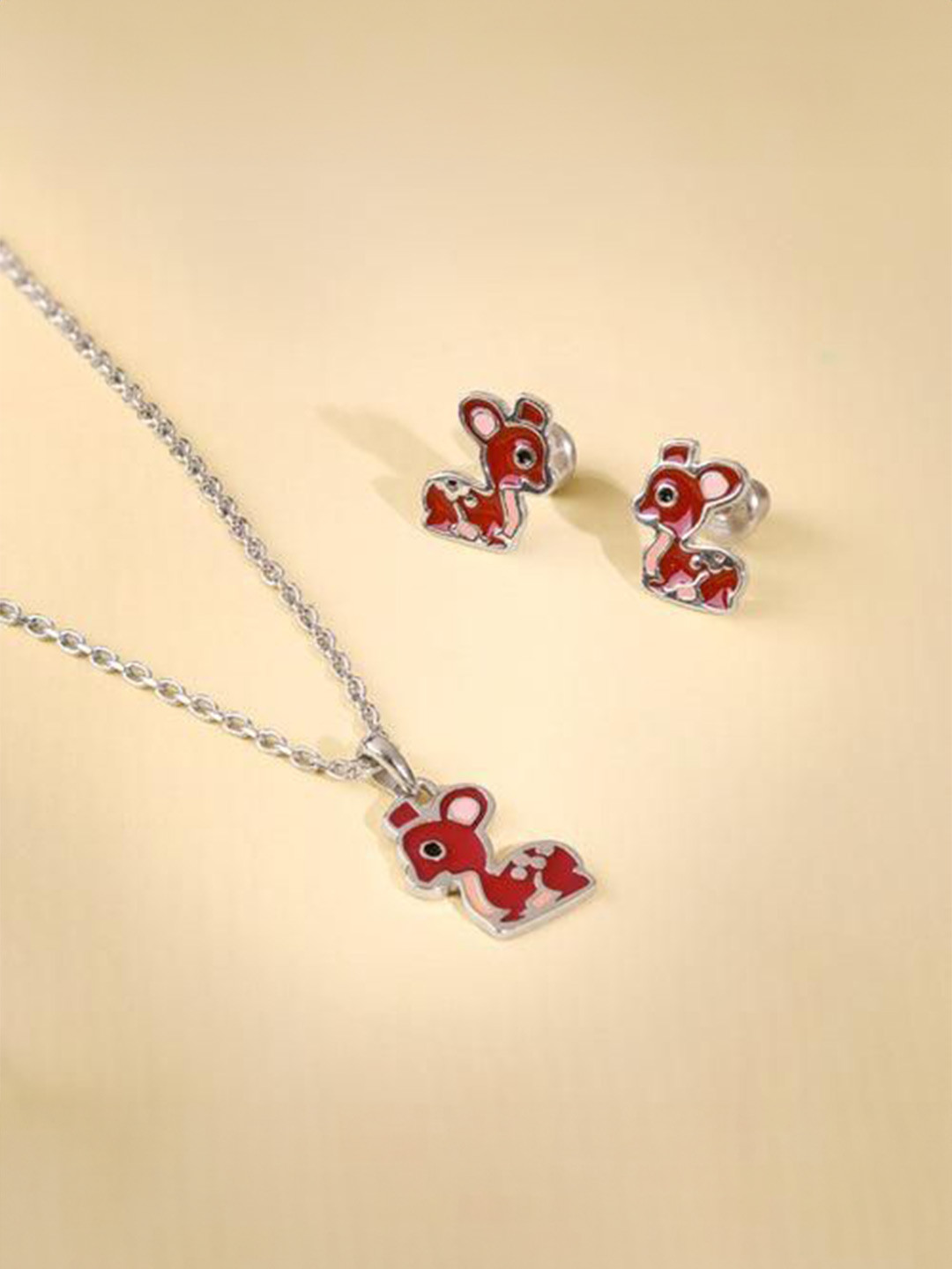 GIVA Girls Silver Bamby Kids Jewellery Set