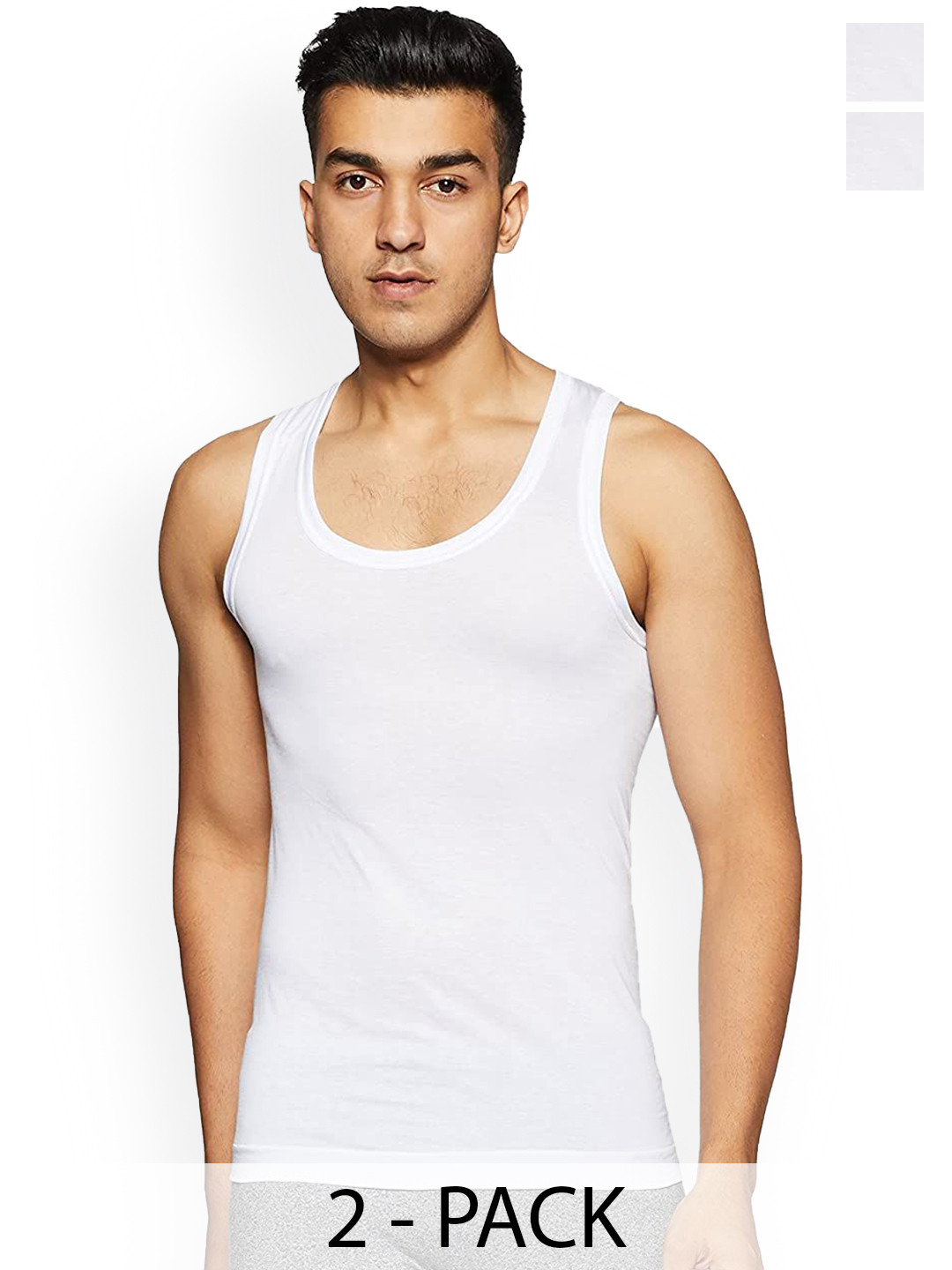 Rupa Frontline Pack Of 2 Scoop Neck Sleeveless Pure Cotton Vest Frontline--Air-Whit-RN-2