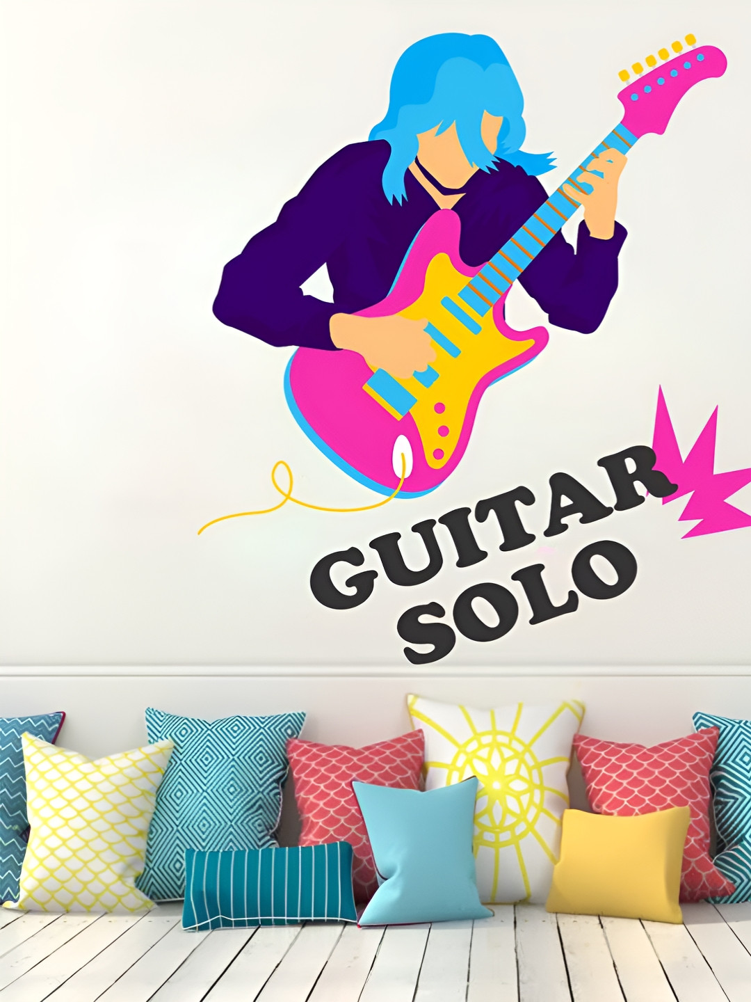 LANSTICK Blue & Yellow Printed Heat Resistance Wall Sticker