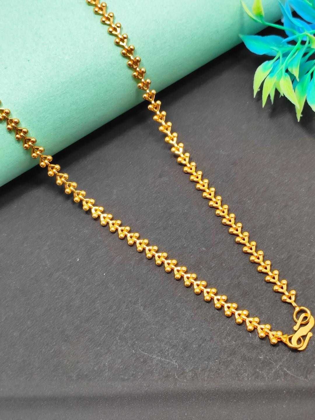 DIVYANSHI COLLECTION Unisex Gold Color Brass One Gram Gold-Plated Ethnic S-Hook Chain