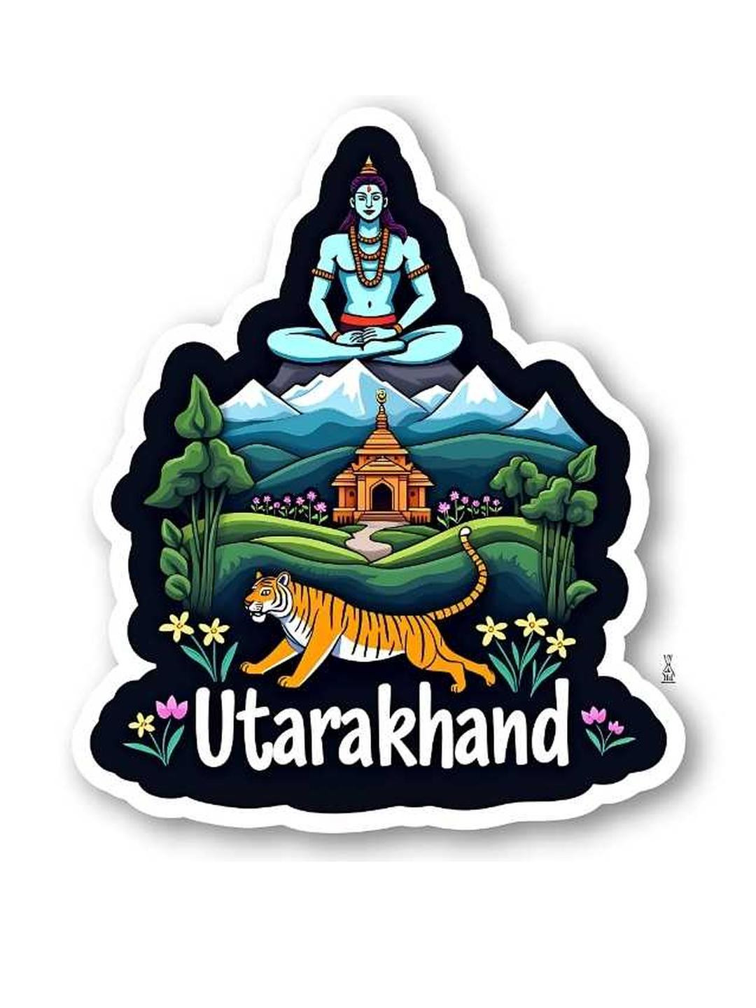 GIFTSHALA Uttrakhand State Theme Souvenir Wooden Refrigerator Magnet