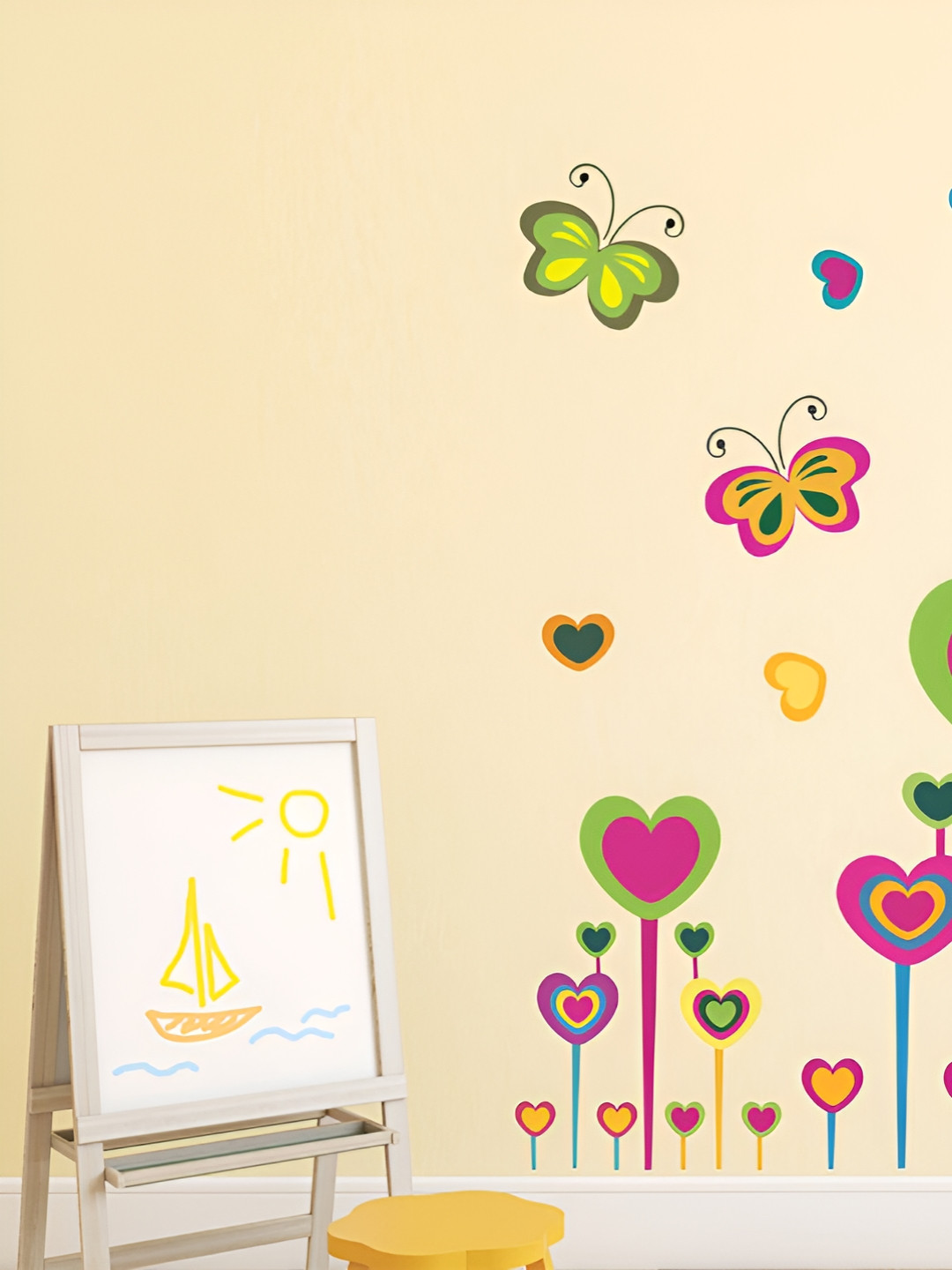 LANSTICK Green & Pink Printed Matte-Finished Splash-Proof Eco-Friendly Wallpaper
