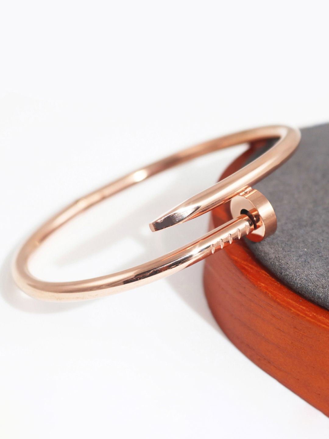 GOLDIWALA Women Mirror Rose Gold-Plated Kada Bracelet