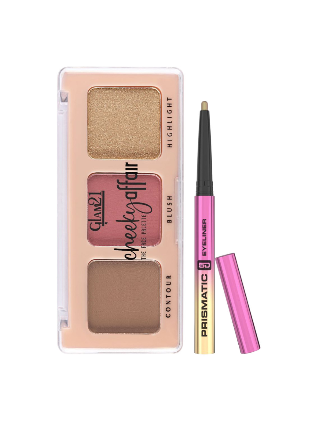 GLAM21 Set Of 2 Cheeky Affair Face Palette - Sunset & Prismatic Eyeliner - Mirage