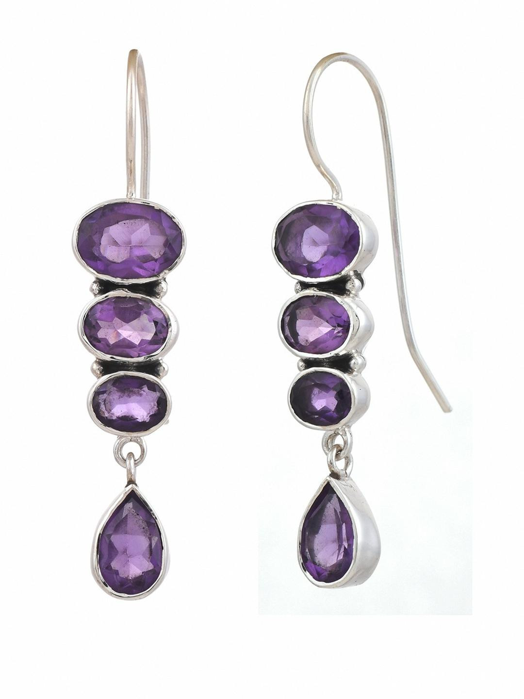 Silver Planets Contemporary Drop Earrings