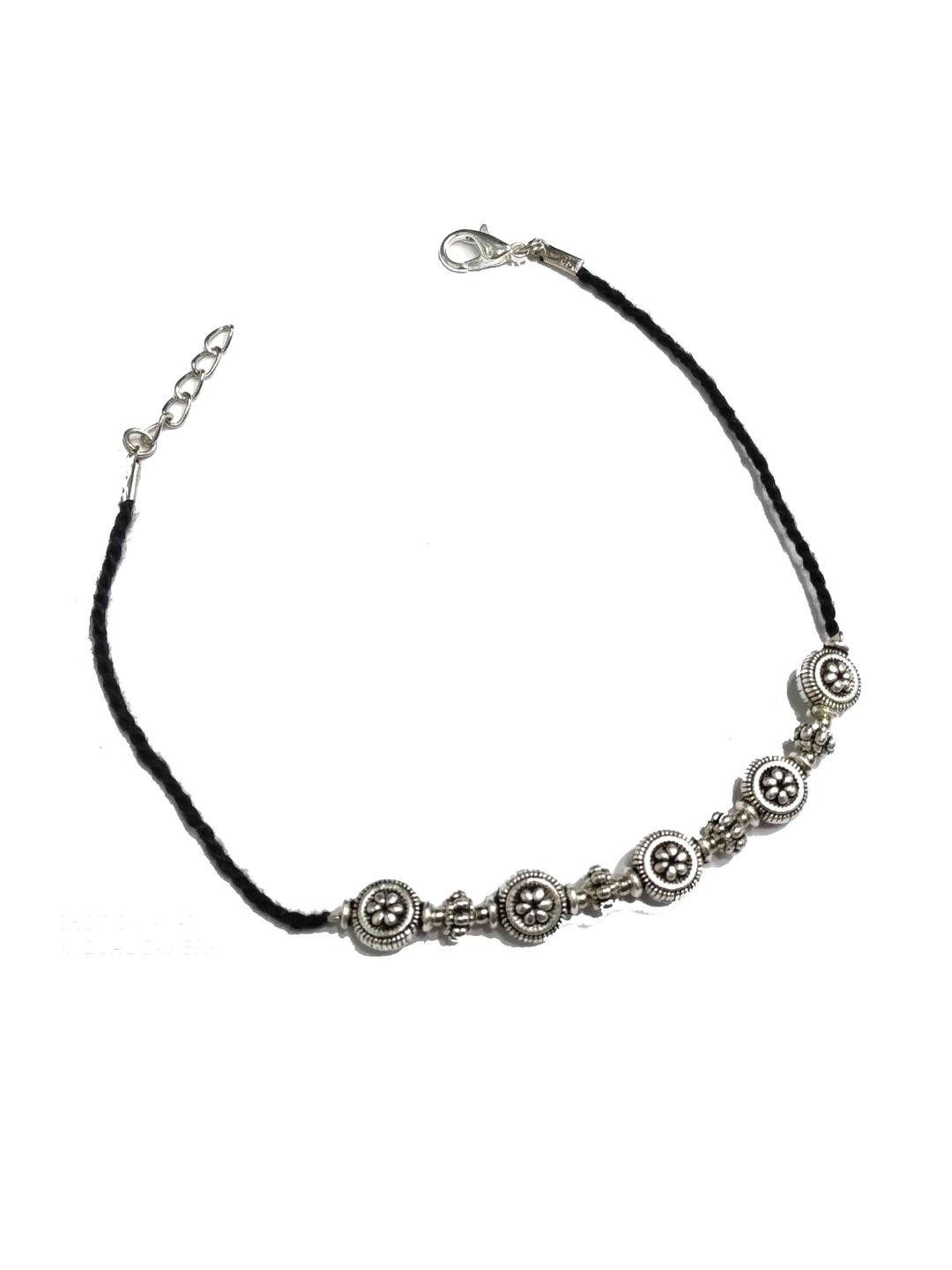 gurjari jewellers Women Alloy Black Cotton Thread & 5 Metal Beads Studded 1 Piece Anklet