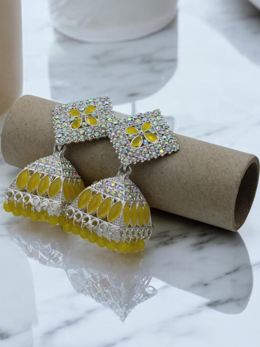 De-Ultimate Yellow Jhumka Earrings
