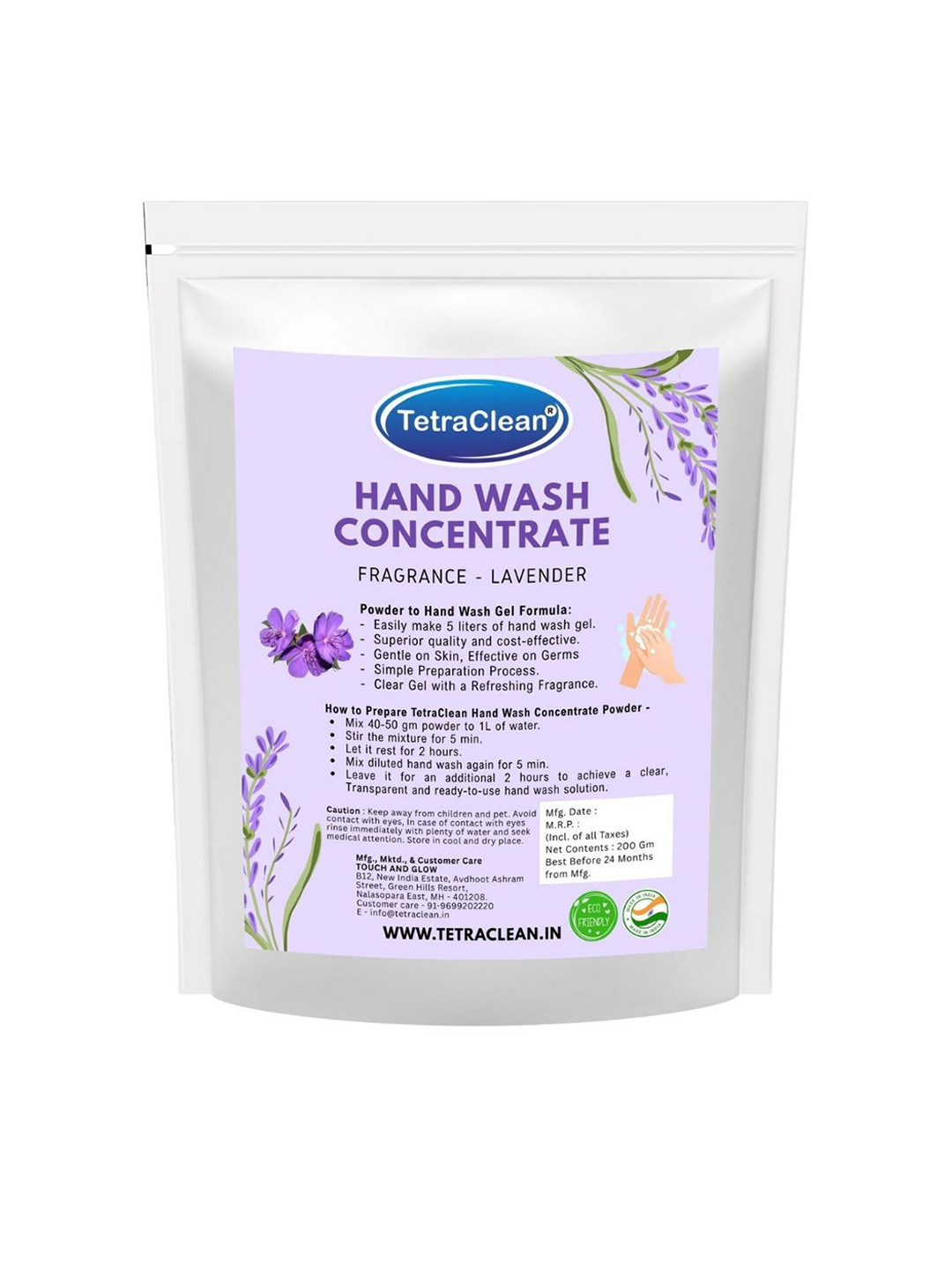 TetraClean Lavender Hand Wash Powder - 200 g