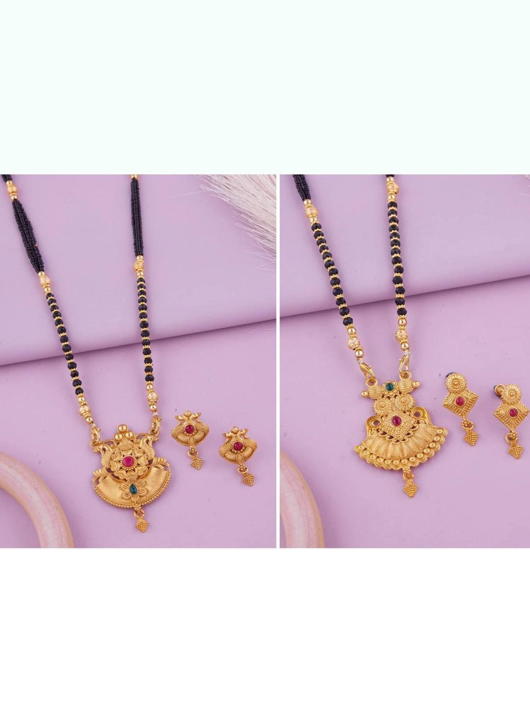 Bhanu diam Women Gold-plated Mangalsutr & Earrings (Pack of 2)