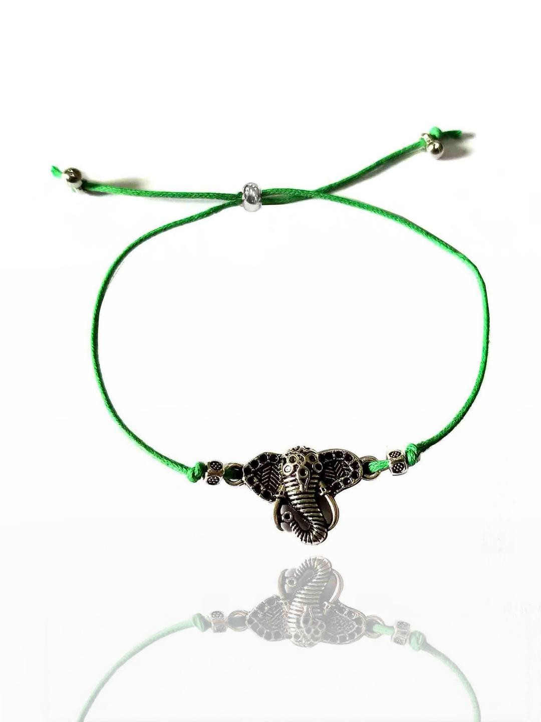 gurjari jewellers Adult Rhodium-Plated Elephant Charm Bracelet