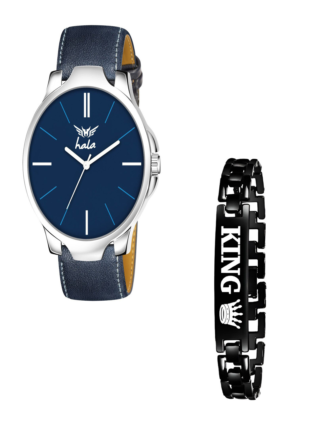 Hala Men Textured Oval Formal Analogue Watch Comes With Bracelet - Miller