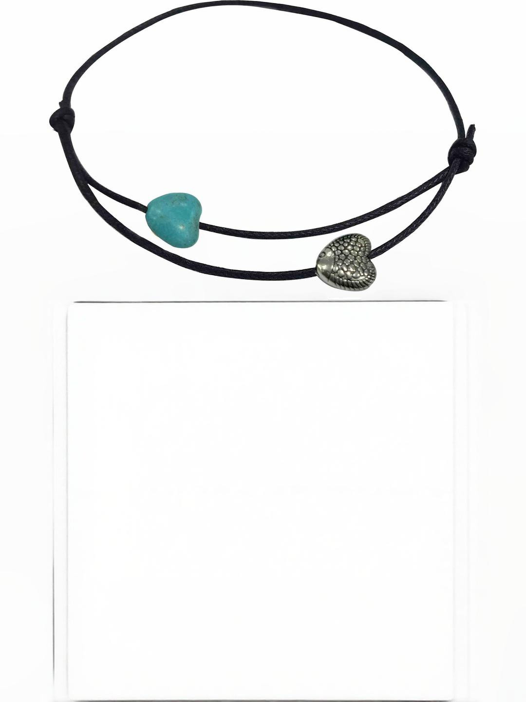 gurjari jewellers  Heart Bead Charms Two Layer Thread Anklet