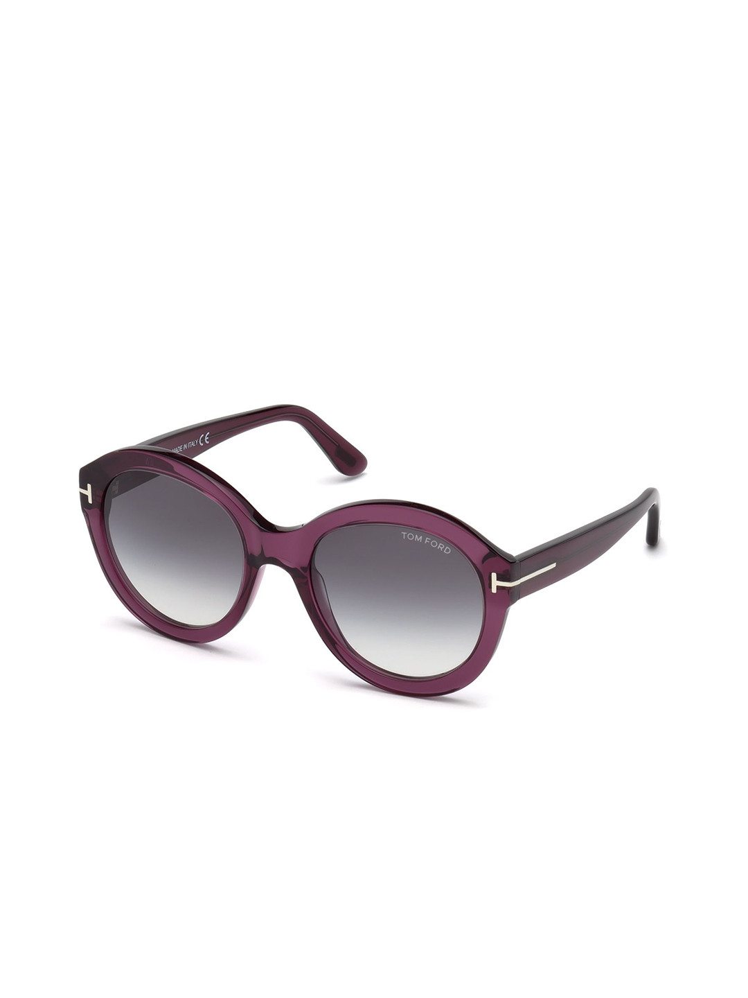 Tom Ford Women Grey Lens & Purple Round Sunglasses with