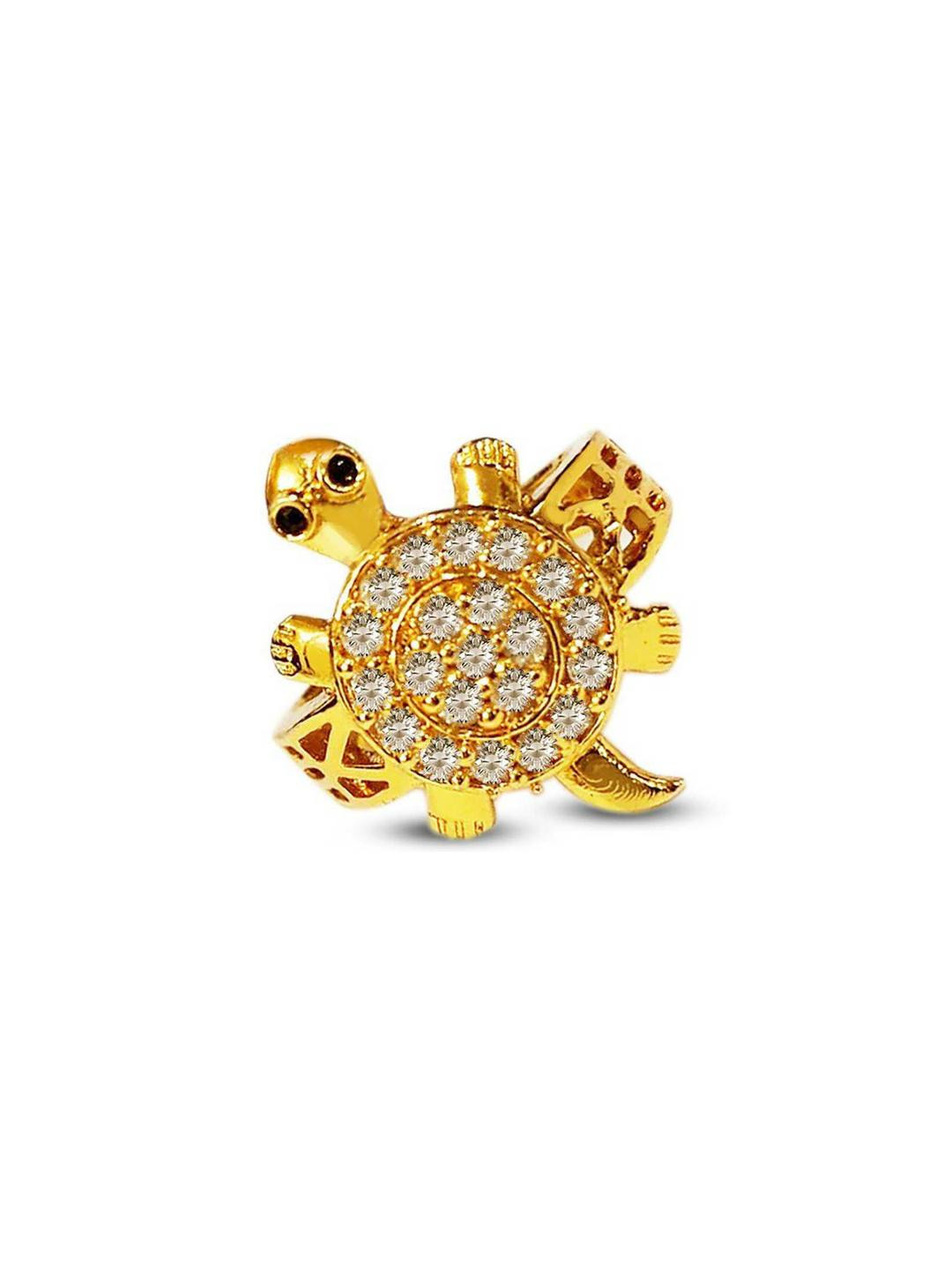 Navkar Crafts Unisex Gold with Artificial Stones Ring