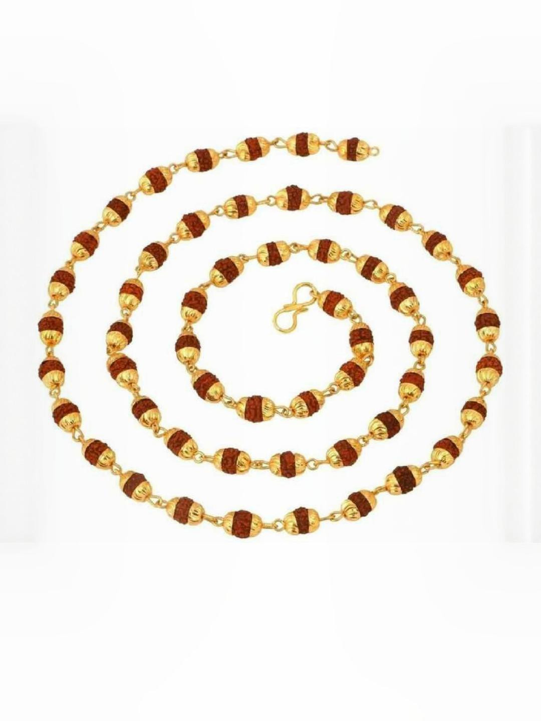 AURRA STORES Gold-Plated Rudraksha Beads Chain