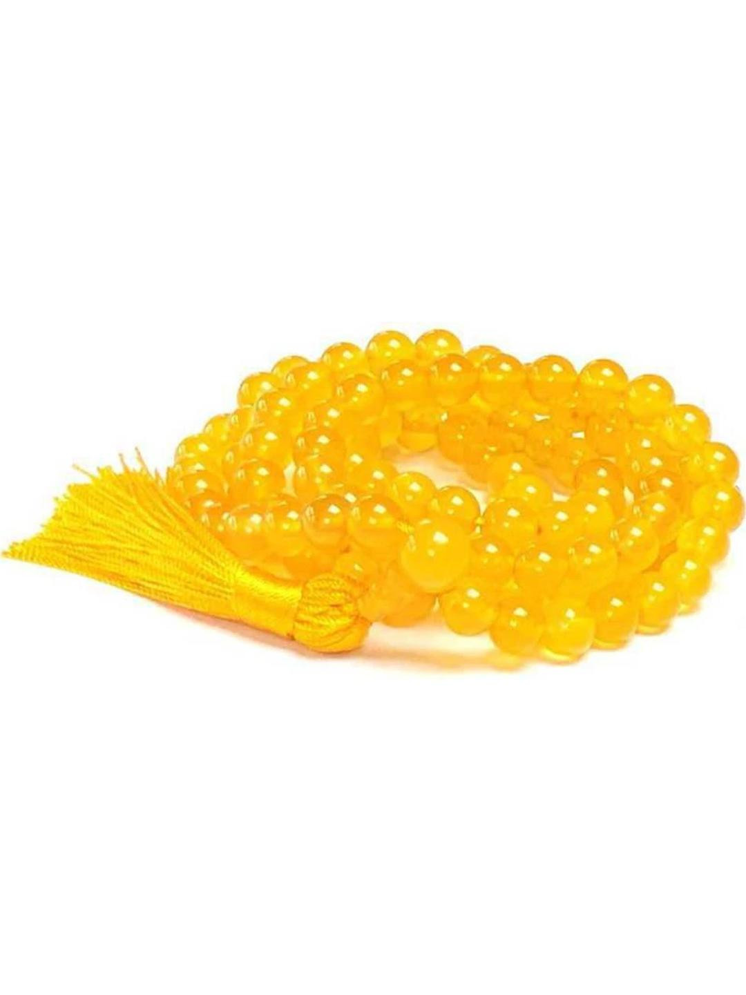 AURRA STORES Unisex Yellow Crystal Beads Mantra Chanting Chain