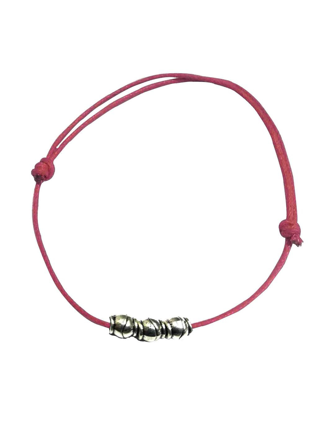 gurjari jewellers Women Red Thread Anklet With Three Oxidised Beads