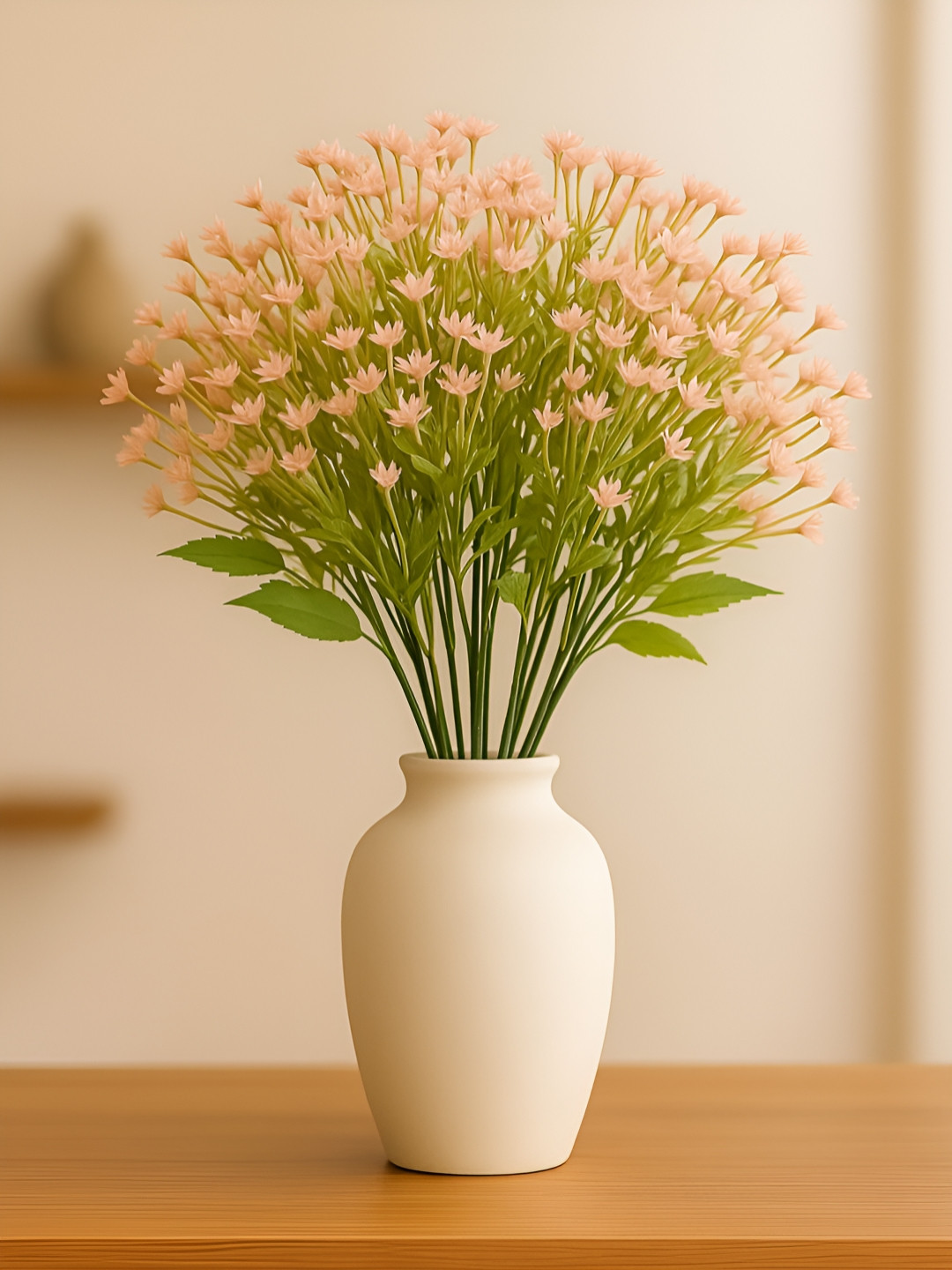 ARTSY Orange & Green 2 Pieces Gypsophilia Artificial Flowers