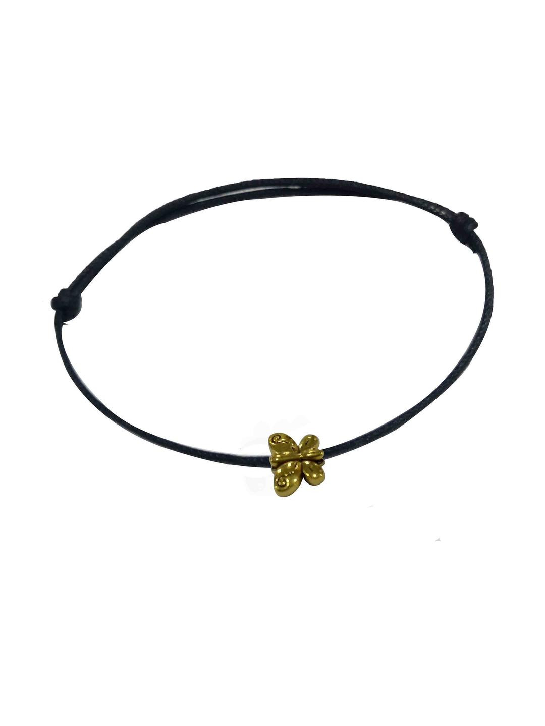gurjari jewellers Black Thread Anklet With Oxidised Gold Butterfly Anklet