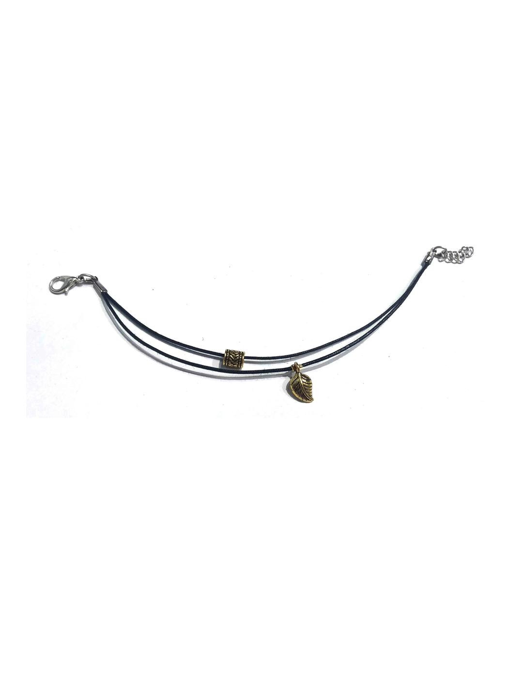 gurjari jewellers Women Gold Pipe Bead & Leaf wraparound Bracelet