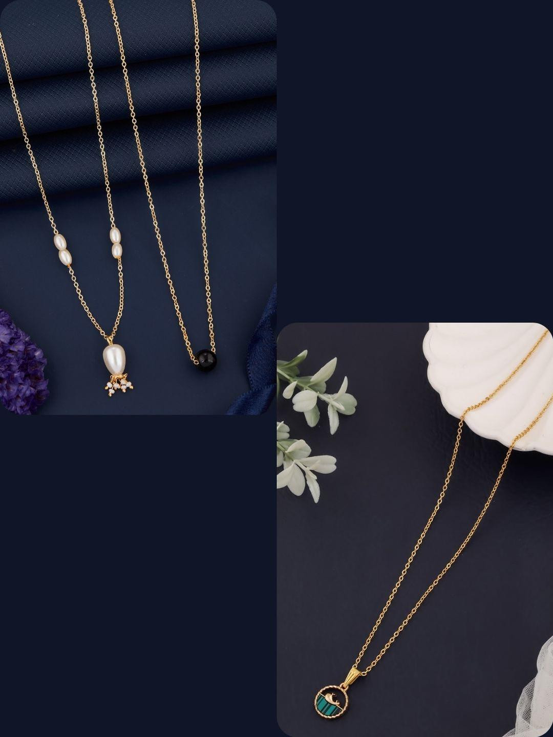 DressBerry Women Multi-Color Pack of 3 Stylish Elegant Necklaces