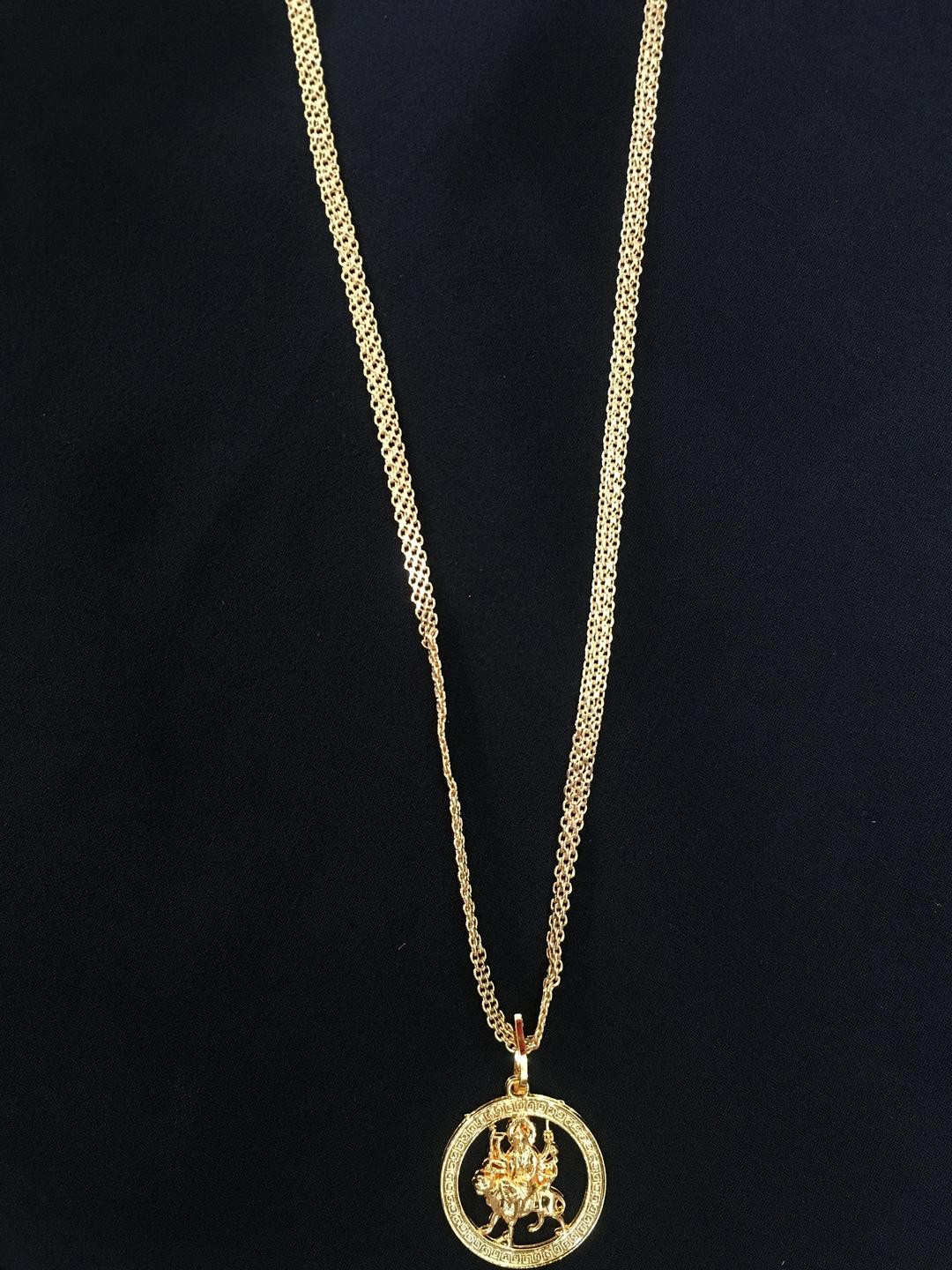 Footride Gold-Plated Circular Pendant with Chain