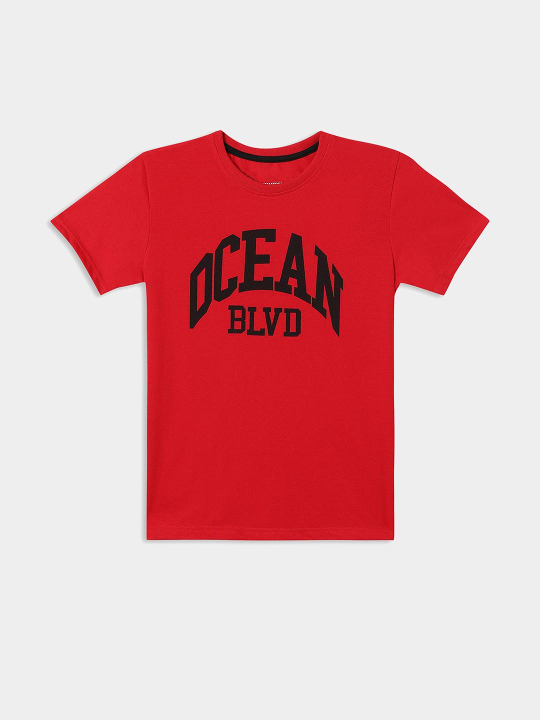 Lil Tomatoes Boys Red Cotton Printed Tshirts