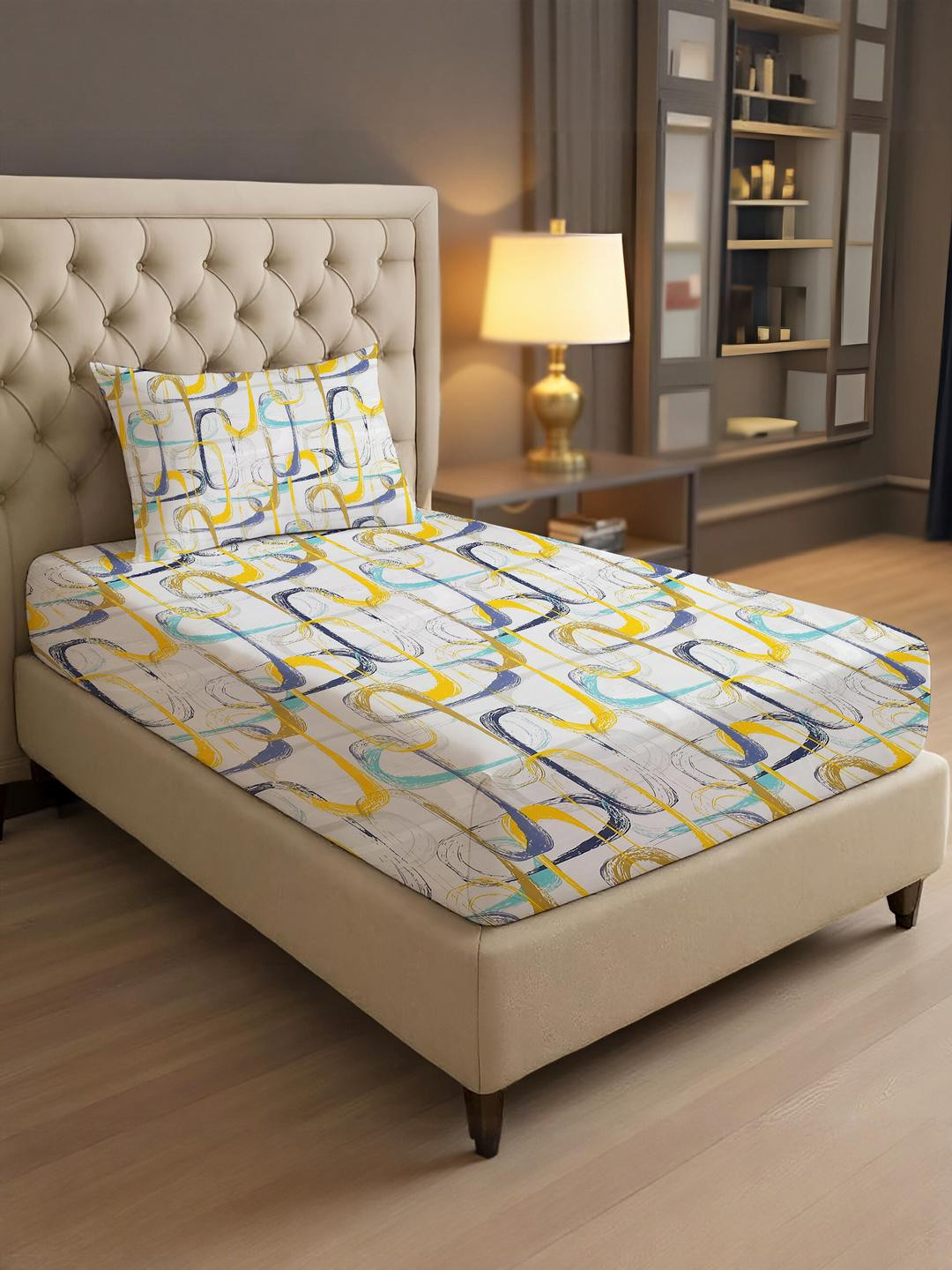 IVAZA Yellow Geometric 1000 Polyester Single