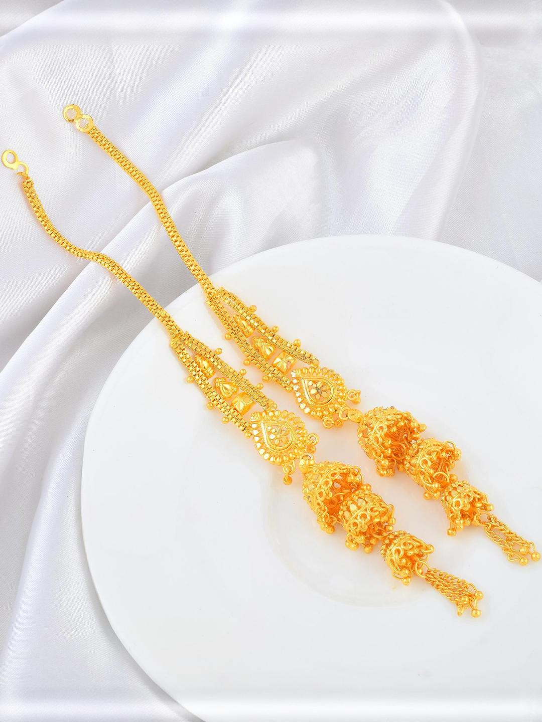 Missmister Traditional Brass Micron Gold-Plated Jhumki Earrings