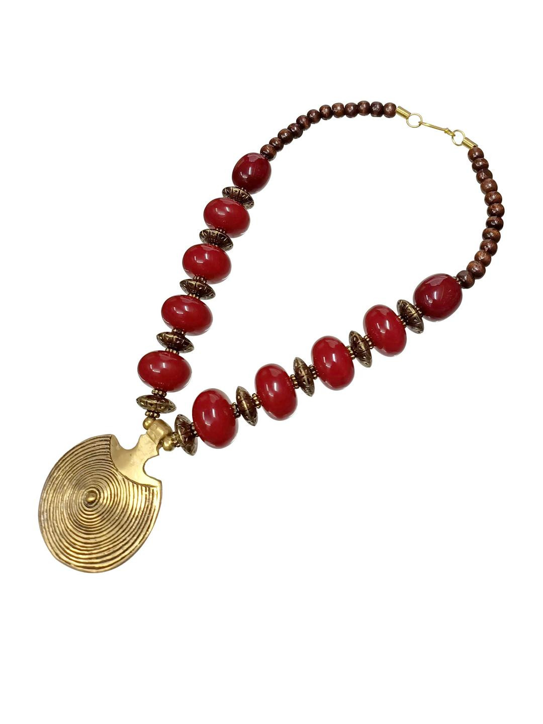 TAE Maroon Brass Necklace