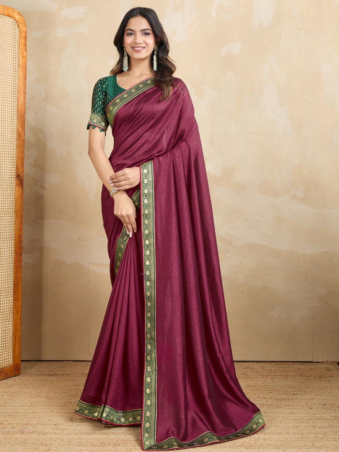 Mitera Embroidered Silk Blend Saree