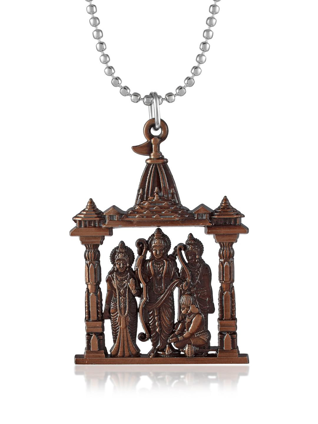 Morir Antique Copper Finish Brass Shri Ram Darbar Chain Pendant