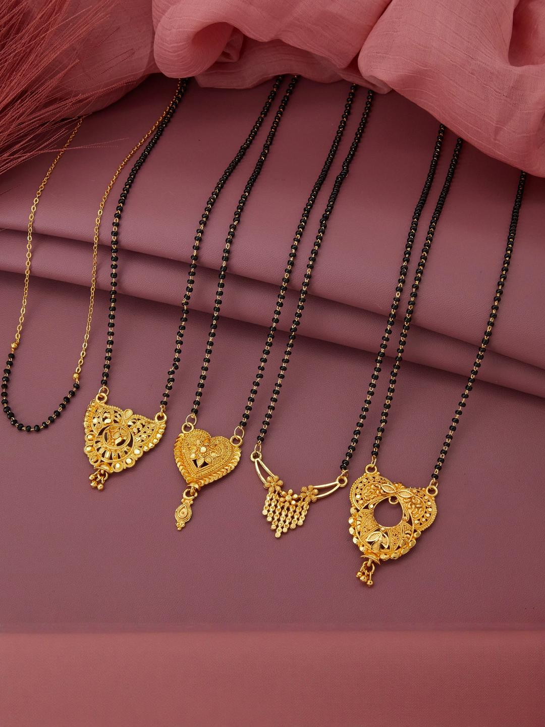 DIVASTRI Set pf 5 Gold-Plated Artificial Beads Mangalsutra