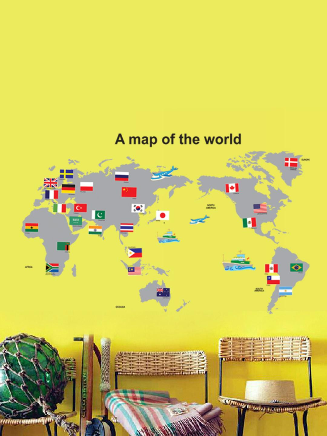 INDIAN ROYALS National Flag Map Of The World Wallsticker