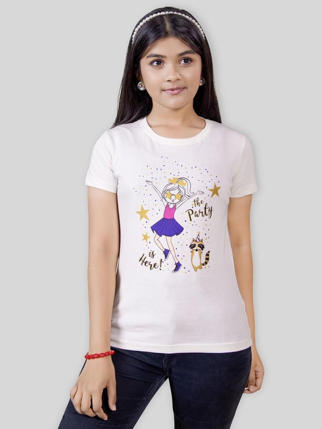 ZUNIORS SSC Kids-Unisex Cream Cotton Printed Tshirts