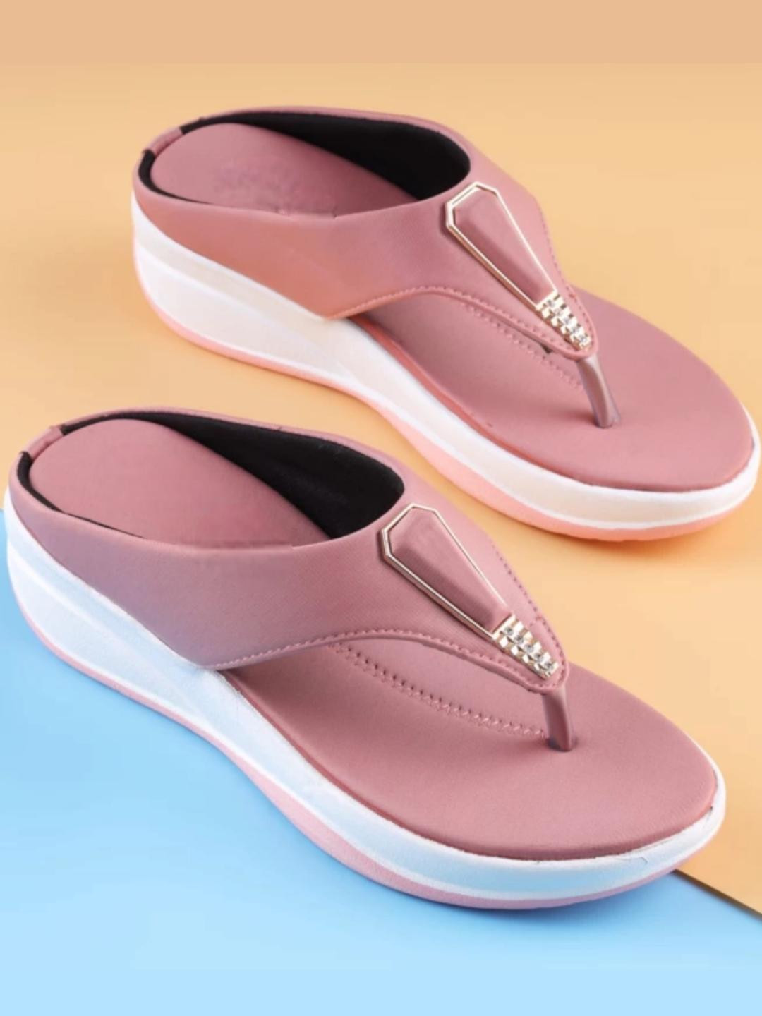 Palche Women Slip-On Sandals with Embellished V-Strap Design