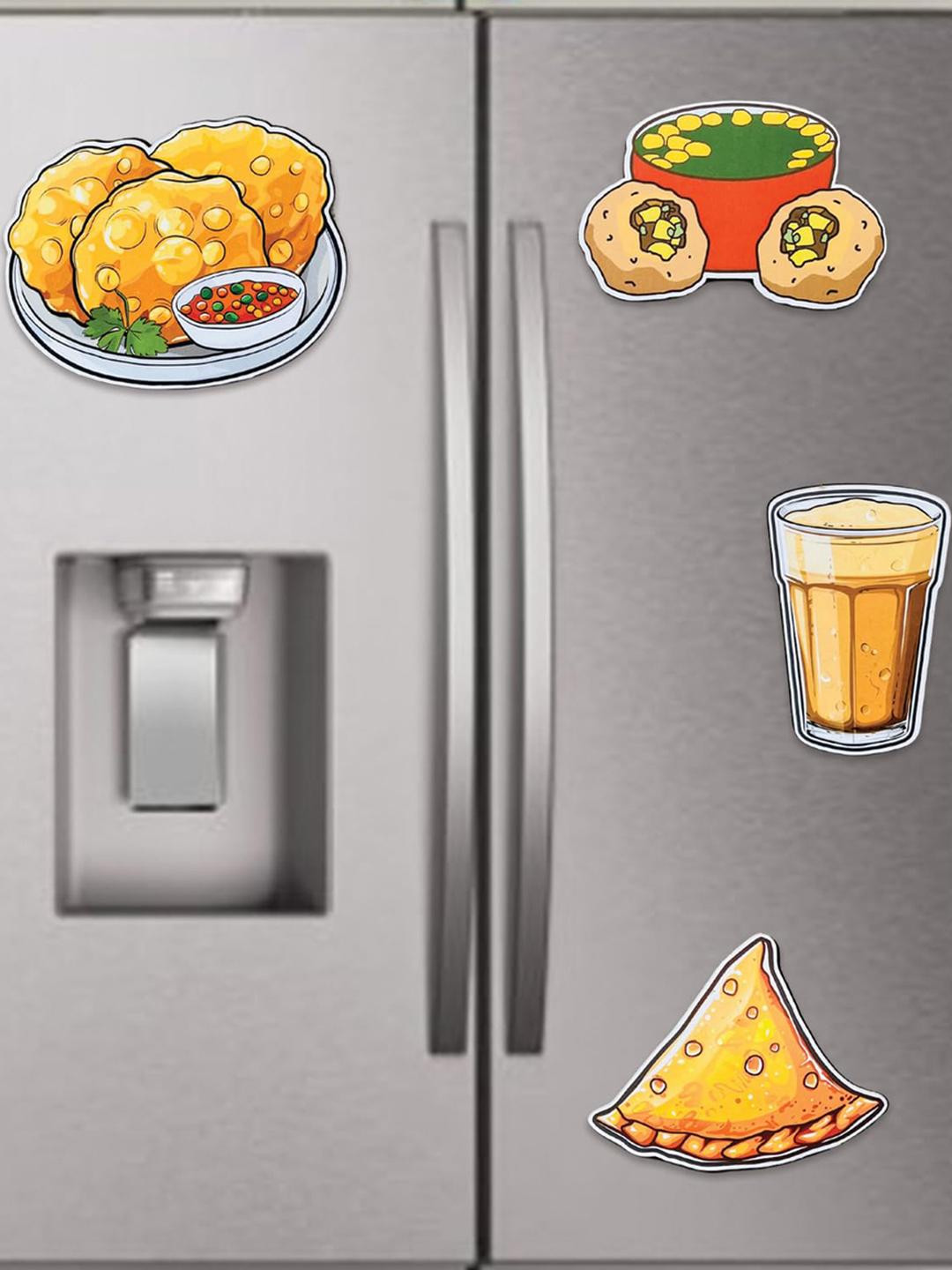 The Gifts Factory Set of 4 Food Items Printed Wooden Fridge Magnets