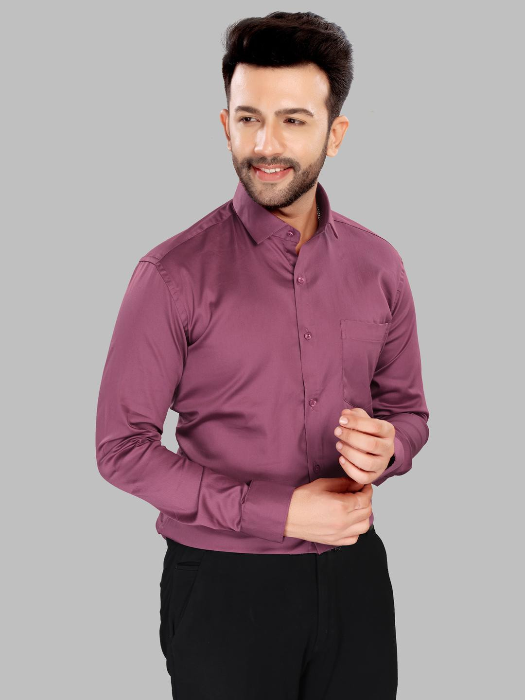 UR ETHICS Men Red Satin Shirts