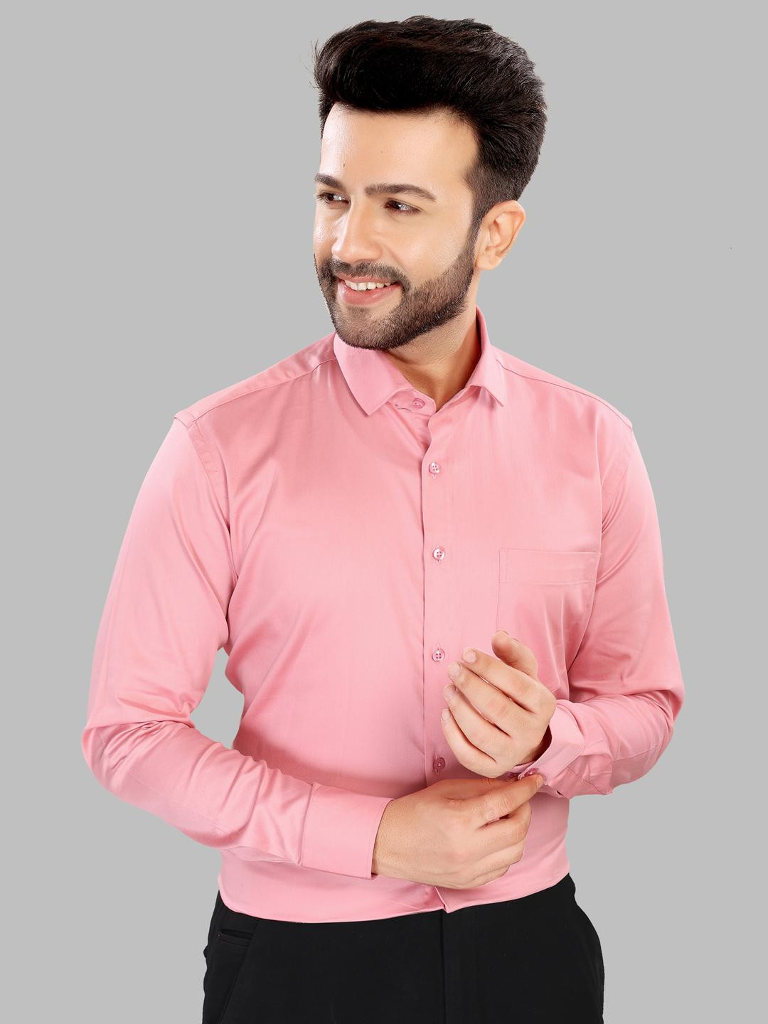 UR ETHICS Men Peach Satin Shirts