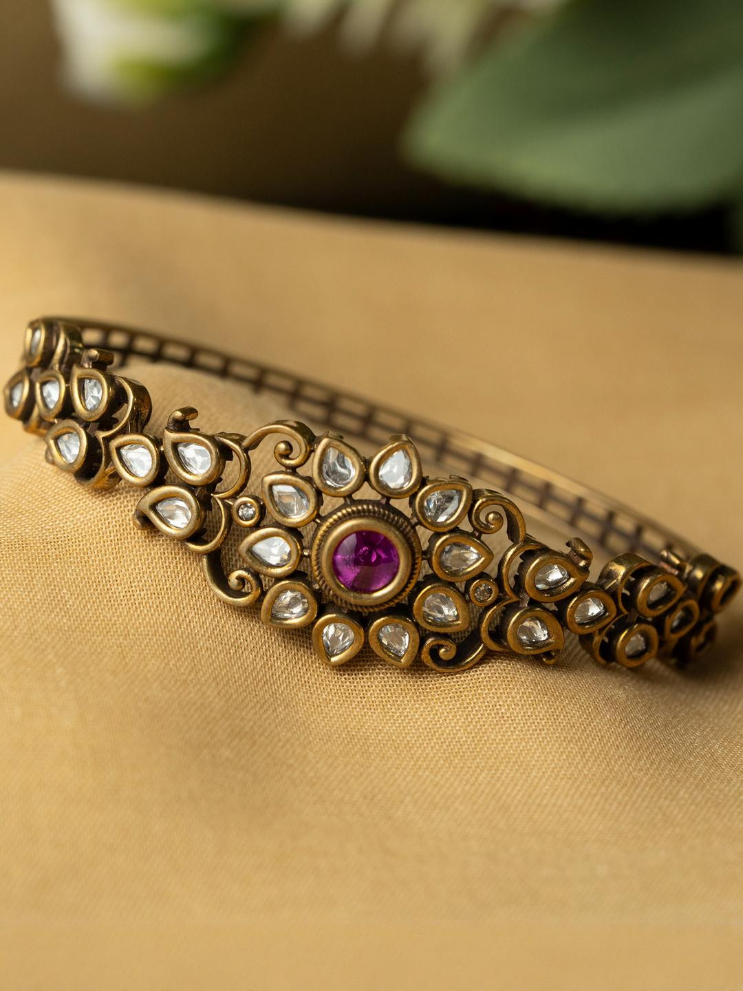 KAYRAH Red Metal Kada Bracelet