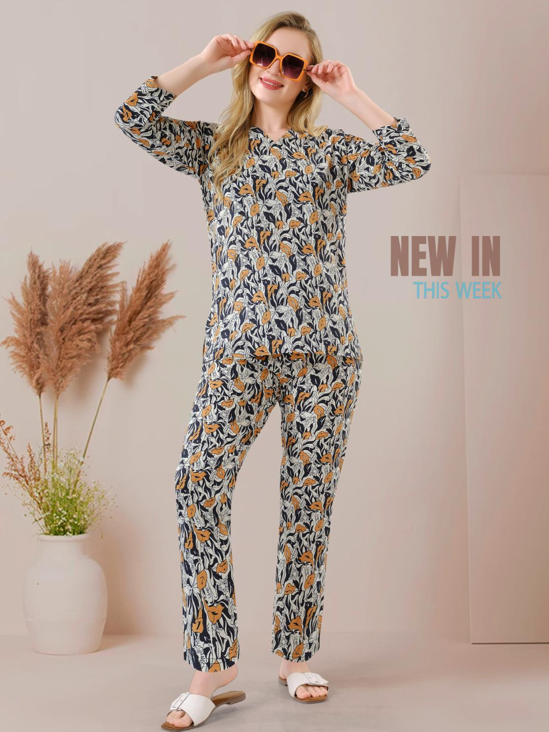 TRUNDZ Beige Pure Cotton  Night suits