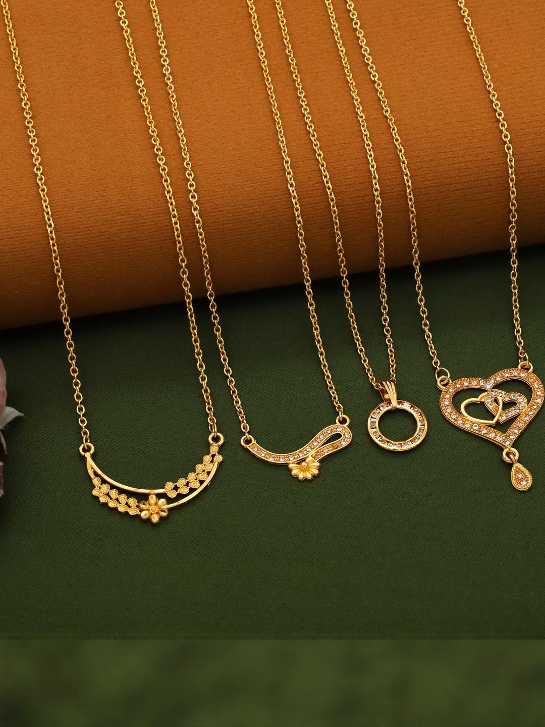 Anouk Pack of 4 Women Gold-Plated Chains With Pendants
