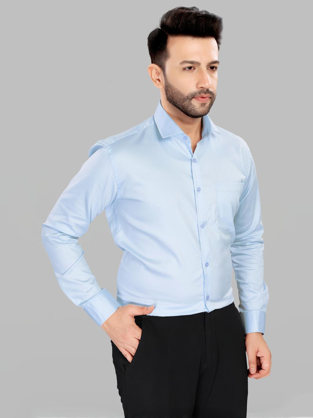 UR ETHICS Men Grey Satin Shirts
