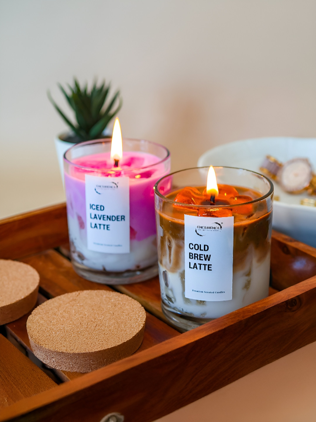 ENCEBIENCE Latte Lovers Scented Candle Duo - Cold Brew & Iced Lavender