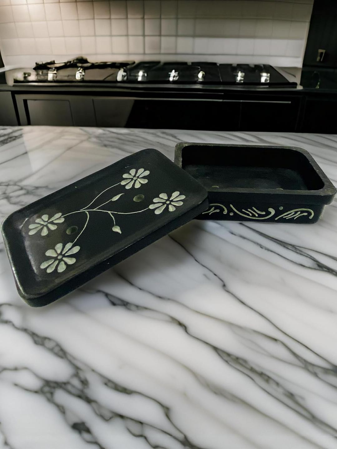 ALTAICA Natural Marble Soap Dish Holder for Bathroom