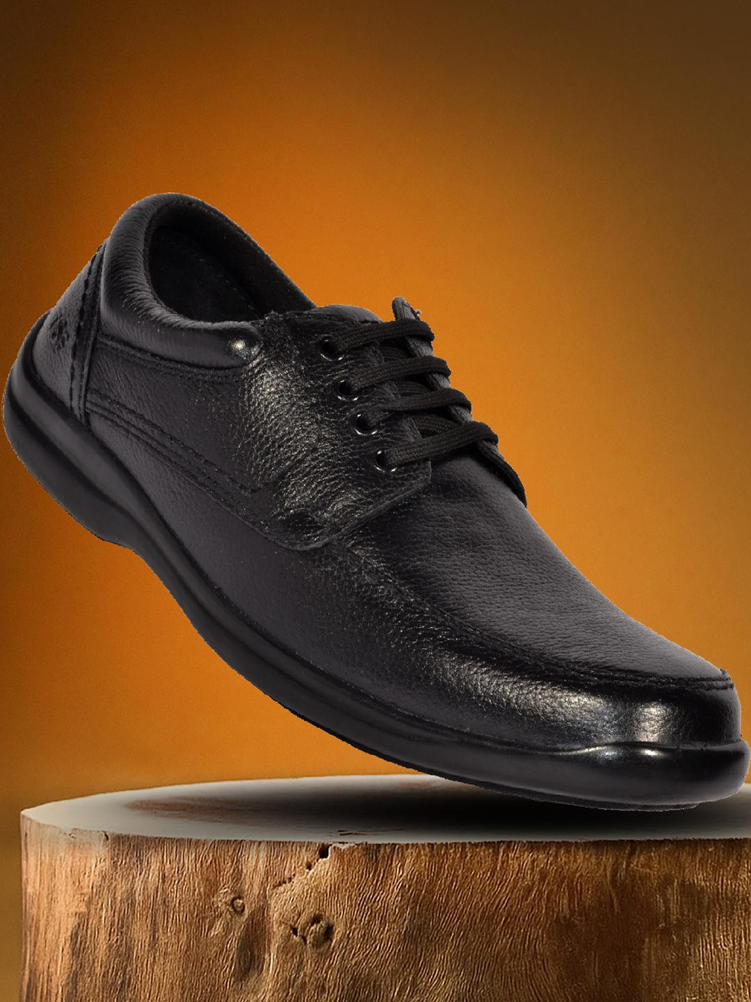 TSF Black Men Leather Derby Shoes