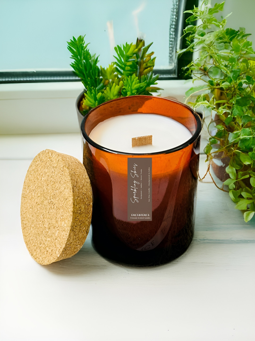 ENCEBIENCE Off White Amber Glow Candle - Sparkling Skies