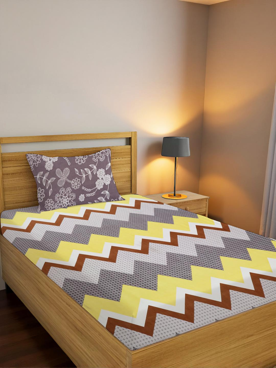 IVAZA Navy Blue Geometric 150 Cotton Single